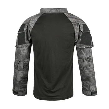 Мъжка тактическа тениска Камуфлаж с дълъг ръкав и цип Assault Frog Climbing Outdoor Shirt Туристическа униформа Club Prom Shirt Cool