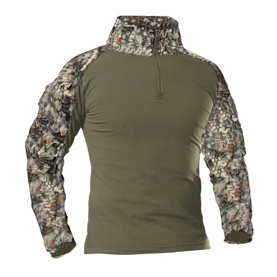Мъжка тактическа тениска Камуфлаж с дълъг ръкав и цип Assault Frog Climbing Outdoor Shirt Туристическа униформа Club Prom Shirt Cool