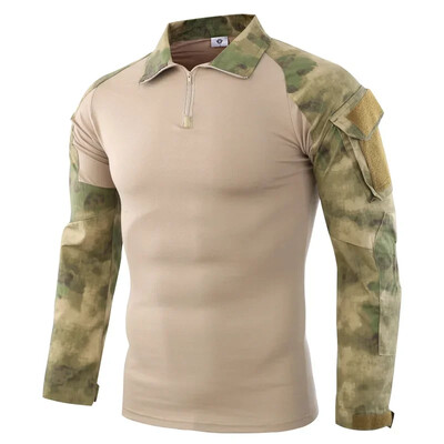 Мъжка тактическа тениска Камуфлаж с дълъг ръкав и цип Assault Frog Climbing Outdoor Shirt Туристическа униформа Club Prom Shirt Cool