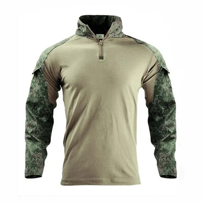 Мъжка тактическа тениска Камуфлаж с дълъг ръкав и цип Assault Frog Climbing Outdoor Shirt Туристическа униформа Club Prom Shirt Cool