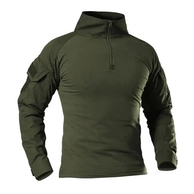 Мъжка тактическа тениска Камуфлаж с дълъг ръкав и цип Assault Frog Climbing Outdoor Shirt Туристическа униформа Club Prom Shirt Cool