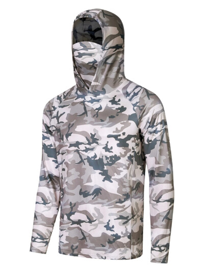 Риболовни блузи с качулка с маска, UV деколте, гети, дрехи, мъжки дълъг ръкав, дишаща UV защита, риболовни горнища