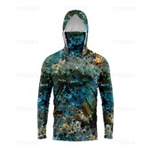 Мъжка качулка Риболовна риза с дълъг ръкав Риболовно облекло Риболовна тениска UV защита Риболовна риза Риболовно облекло