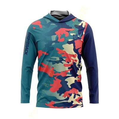 HotSale RIGHTTRACK Мъжки качулки Риболовно облекло UPF50+ UV камуфлаж Лов Катерене Къмпинг Туризъм Дишащо облекло за открито