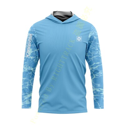 HotSale RIGHTTRACK Мъжки качулки Риболовно облекло UPF50+ UV камуфлаж Лов Катерене Къмпинг Туризъм Дишащо облекло за открито