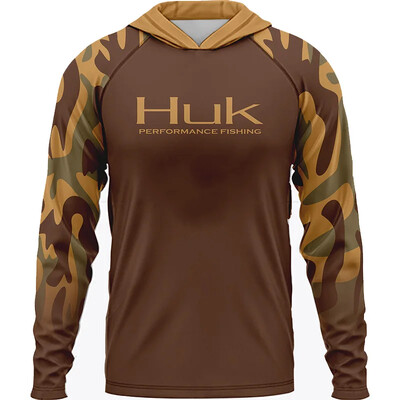 Мъжки Риболовни Ризи Облекло HUK Тениска с дълъг ръкав UPF 50 Качулка Слънцезащита Uv Дишащо Риболовно облекло Яке