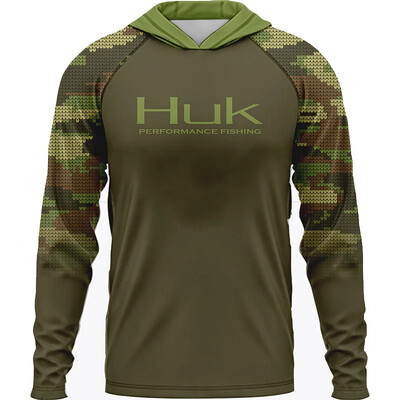 Мъжки Риболовни Ризи Облекло HUK Тениска с дълъг ръкав UPF 50 Качулка Слънцезащита Uv Дишащо Риболовно облекло Яке