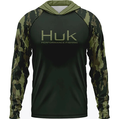 Мъжки Риболовни Ризи Облекло HUK Тениска с дълъг ръкав UPF 50 Качулка Слънцезащита Uv Дишащо Риболовно облекло Яке