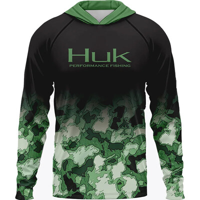 Мъжки Риболовни Ризи Облекло HUK Тениска с дълъг ръкав UPF 50 Качулка Слънцезащита Uv Дишащо Риболовно облекло Яке