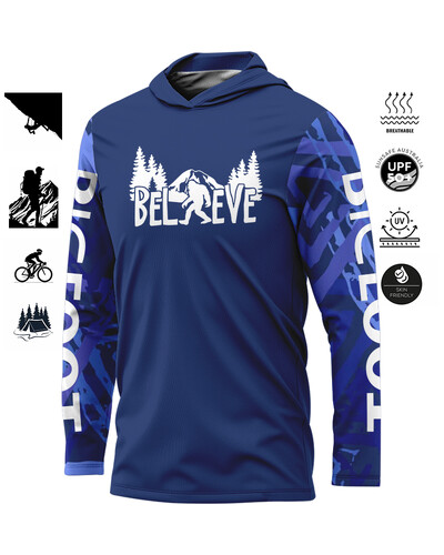 Дрехи за джогинг BIGFOOT с качулка и дълги ръкави UV защита Мъжки спортове на открито Отвеждане на влагата Спортно облекло Ежедневно колоездене Джогинг