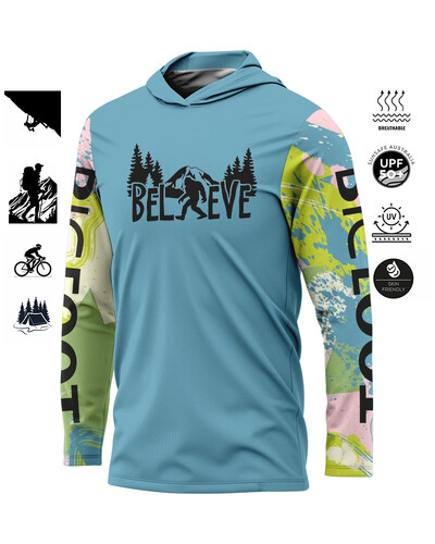 Дрехи за джогинг BIGFOOT с качулка и дълги ръкави UV защита Мъжки спортове на открито Отвеждане на влагата Спортно облекло Ежедневно колоездене Джогинг