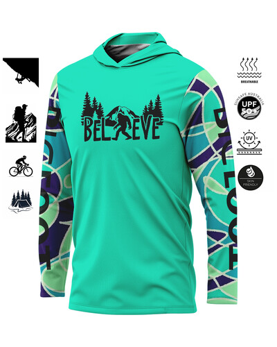 Дрехи за джогинг BIGFOOT с качулка и дълги ръкави UV защита Мъжки спортове на открито Отвеждане на влагата Спортно облекло Ежедневно колоездене Джогинг