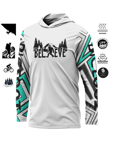 Дрехи за джогинг BIGFOOT с качулка и дълги ръкави UV защита Мъжки спортове на открито Отвеждане на влагата Спортно облекло Ежедневно колоездене Джогинг