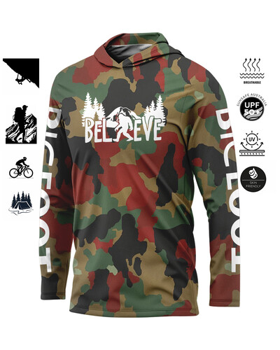 BIGFOOT Спортно облекло с качулка Голям размер UV защита Мъжки външни камуфлажни влагопренасящи трикотажни дрехи за риболов Горнища