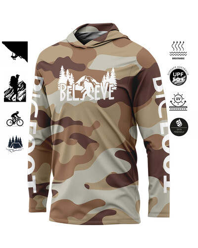 BIGFOOT Спортно облекло с качулка Голям размер UV защита Мъжки външни камуфлажни влагопренасящи трикотажни дрехи за риболов Горнища