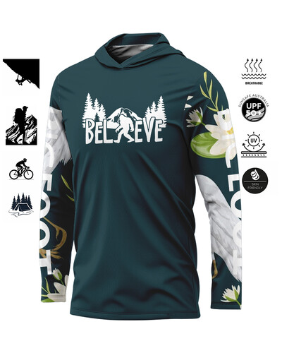 BIGFOOT Лятно спортно облекло за открито Мъжка тениска с дълъг ръкав Риболовна риза Слънцезащитен дишащ риболовен облекло с качулка Голям размер