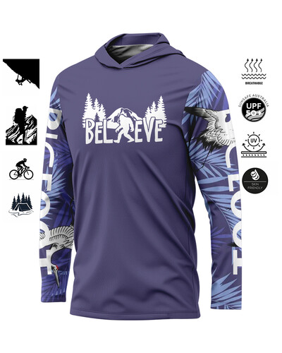 BIGFOOT Лятно спортно облекло за открито Мъжка тениска с дълъг ръкав Риболовна риза Слънцезащитен дишащ риболовен облекло с качулка Голям размер