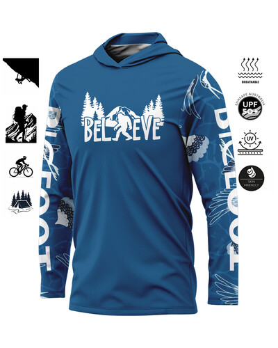 BIGFOOT Лятно спортно облекло за открито Мъжка тениска с дълъг ръкав Риболовна риза Слънцезащитен дишащ риболовен облекло с качулка Голям размер