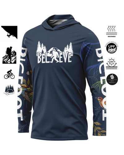 BIGFOOT Лятно спортно облекло за открито Мъжка тениска с дълъг ръкав Риболовна риза Слънцезащитен дишащ риболовен облекло с качулка Голям размер