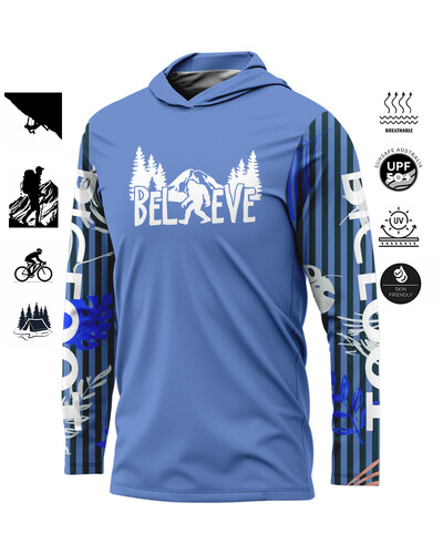 BIGFOOT Лятно спортно облекло за открито Мъжка тениска с дълъг ръкав Риболовна риза Слънцезащитен дишащ риболовен облекло с качулка Голям размер