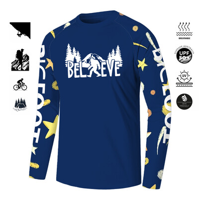 BIGFOOT jauni vīriešu garie riteņi riteņbraukšanas apģērbi vasaras brīvdabas piedurknēm T krekls makšķerēšanas apģērbs Saules aizsargkrēms elpojošs sviedru uzsūcējs