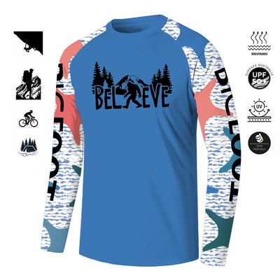 BIGFOOT jauni vīriešu garie riteņi riteņbraukšanas apģērbi vasaras brīvdabas piedurknēm T krekls makšķerēšanas apģērbs Saules aizsargkrēms elpojošs sviedru uzsūcējs