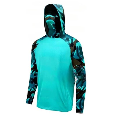 2024 Summer Performance Fishing Hoodie Mask Uv защита UPF 50 Тениски с дълъг ръкав Мъжки дишащи риболов