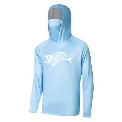 2024 Summer Performance Fishing Hoodie Mask Uv защита UPF 50 Тениски с дълъг ръкав Мъжки дишащи риболов
