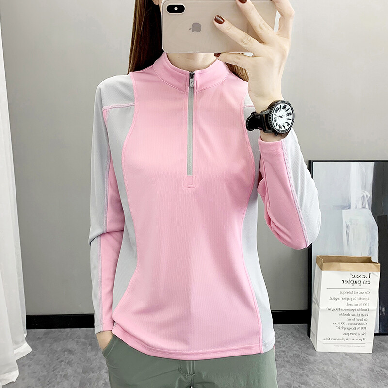 Sieviešu pārgājienu T-krekli Elastīgi elpojoši ātri nožūst pārgājienu T krekls Sieviešu pārgājienu T krekls ar garām piedurknēm āra sporta sporta zāles krekls