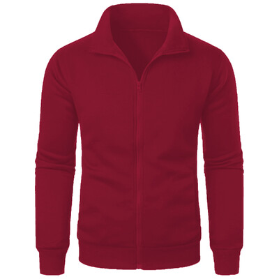 Vyriškas laisvalaikio sportinis užtrauktukas stovi apykakle su gobtuvu, vyriškas vienspalvis megztinis