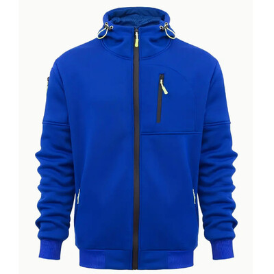 Едноцветно мъжко яке с качулка Ежедневни суичъри с дълъг ръкав и цип Спортно палто с качулка за фитнес зала за пролет есен