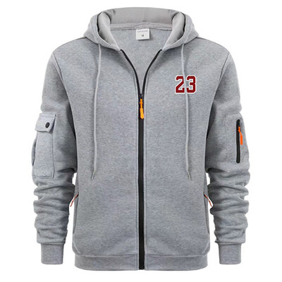 Есенно-зимни якета за бягане Модни нови стилни качулки с 23 щампи Жилетка с цип Улично облекло Мъжки свободни суитчъри с големи размери и качулка