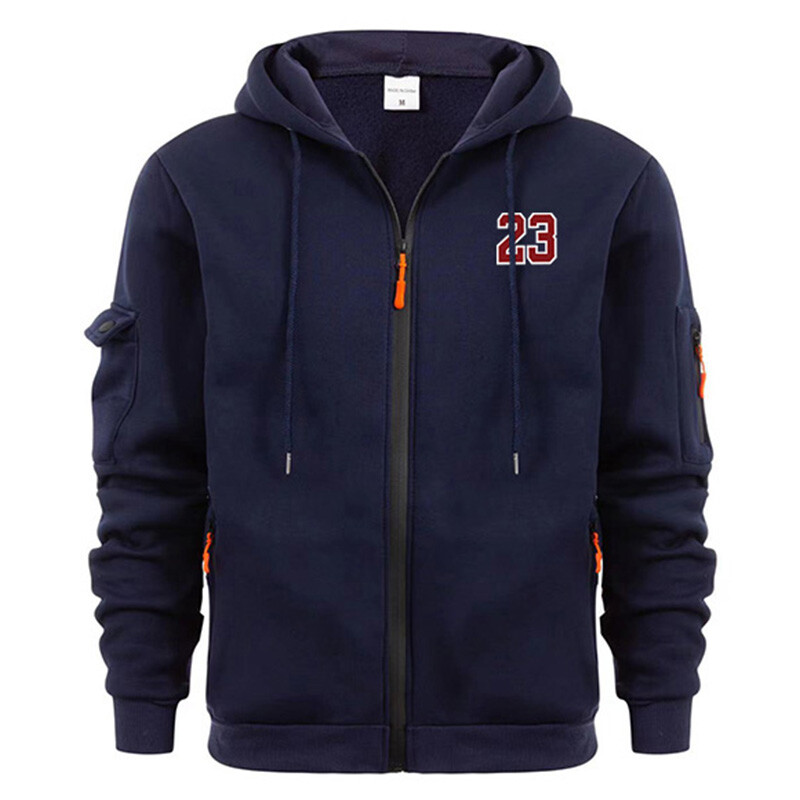 Есенно-зимни якета за бягане Модни нови стилни качулки с 23 щампи Жилетка с цип Улично облекло Мъжки свободни суитчъри с големи размери и качулка