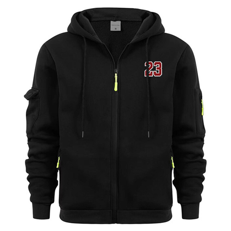 Есенно-зимни якета за бягане Модни нови стилни качулки с 23 щампи Жилетка с цип Улично облекло Мъжки свободни суитчъри с големи размери и качулка