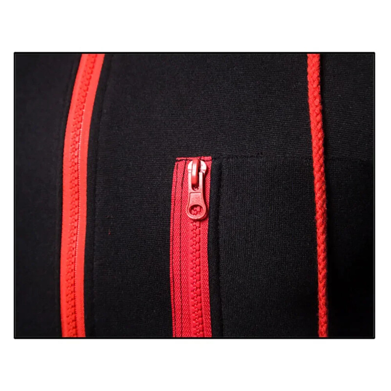 Vyriškos striukės Madingi gobtuvai ilgomis rankovėmis, užtrauktuku, gobtuvu su gobtuvu, vilnoniu megztiniu. Laisvalaikio sportiniai vyriški drabužiai didelio dydžio juoda Whi