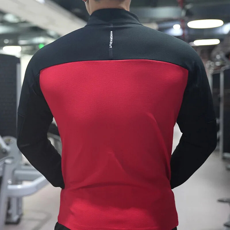 Висококачествено спортно яке за бягане, мъжки тениски за фитнес, топове, тренировки на открито, слънцезащитни дрехи, тренировъчно суичър с цип