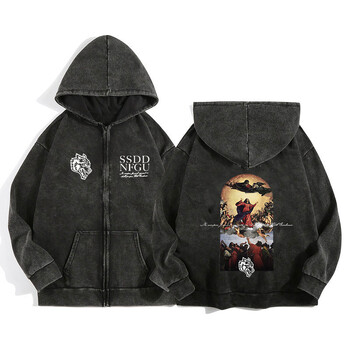 Darc Sport Wolves Zip Up Hoodies за мъже, жени, памучен принт, готично яке Harajuku, суичъри с качулка, ежедневни манга пуловери