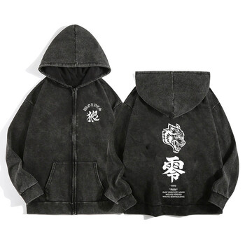 Darc Sport Wolves Zip Up Hoodies за мъже, жени, памучен принт, готично яке Harajuku, суичъри с качулка, ежедневни манга пуловери