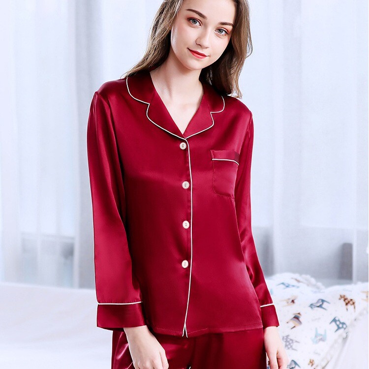 Големи дамски пижами с големи размери, симулирани копринени ревери с дълги ръкави, ледени копринени пролетни и есенни жилетки, домашни дрехи 