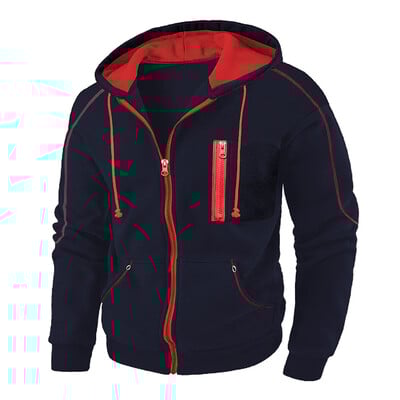 Vyriška striukė su gobtuvu su pilnai užtrauktuku su gobtuvu, paprastas kišeninis sportinis kasdienis sportas, karštas štampavimas, dizainerio paprasti kasdieniai megztiniai