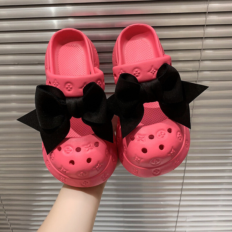 Croc Shoes Ženska gornja odjeća Ljeto 2024 Novi dijelovi Slatke prozračne papuče s osjećajem leptir-kravate