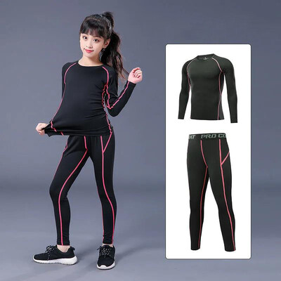 Lapsed Jooksukomplekt Lapsed Poiss Tüdruk Mehed Naised Fitness Korvpall Jalgpall Sport Matkamine Suusatamine Termopesu ülikond Spordidress 02