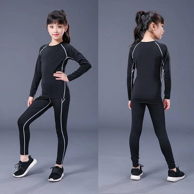 Детски комплект за бягане Деца Момче Момиче Мъже Жени Фитнес Баскетбол Футбол Спорт Туризъм Ски Термо бельо Анцуг Анцуг 02