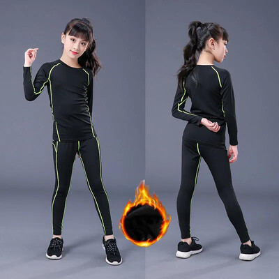 Детски комплект за бягане Деца Момче Момиче Мъже Жени Фитнес Баскетбол Футбол Спорт Туризъм Ски Термо бельо Анцуг Анцуг 02