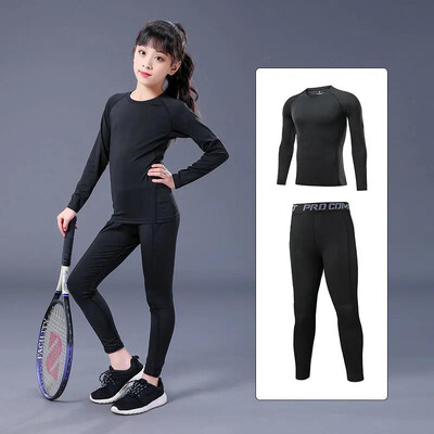 Детски комплект за бягане Деца Момче Момиче Мъже Жени Фитнес Баскетбол Футбол Спорт Туризъм Ски Термо бельо Анцуг Анцуг 02