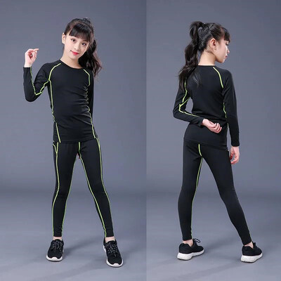 Детски комплект за бягане Деца Момче Момиче Мъже Жени Фитнес Баскетбол Футбол Спорт Туризъм Ски Термо бельо Анцуг Анцуг 02