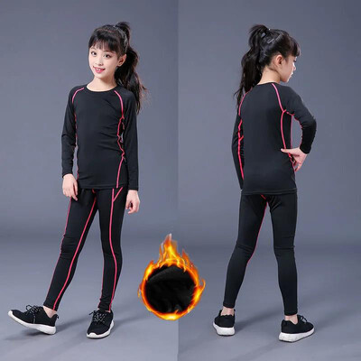 Детски комплект за бягане Деца Момче Момиче Мъже Жени Фитнес Баскетбол Футбол Спорт Туризъм Ски Термо бельо Анцуг Анцуг 02