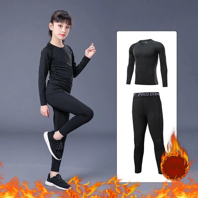 Детски комплект за бягане Деца Момче Момиче Мъже Жени Фитнес Баскетбол Футбол Спорт Туризъм Ски Термо бельо Анцуг Анцуг 02