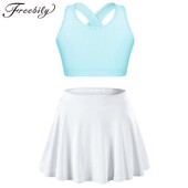 Dječje Djevojčice Skraćena majica bez rukava Plisirana skorta Suknja Sportska odijela Trenirke Dječja dvodijelna sportska odjeća za tenisko vježbanje