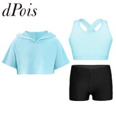 Dječji setovi za jogu Djevojačka odjeća za vježbanje Gimnastička odjeća Kratke hlače s ključanicama i kratkim rukavima s kapuljačom Sportska sportska odijela za tinejdžere